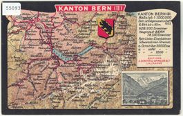 Landkarte Kanton Bern - Interlaken - Litho