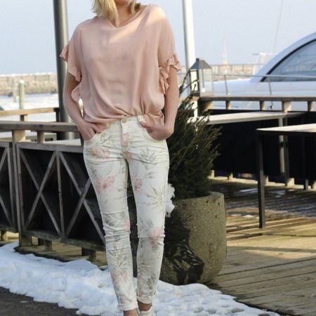 Weisse Flowerprint Mos Mosh Hose in Gr. 27