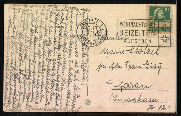 Ansichtskarten: Bern, Kirchenfeldbrücke mit Bundespalas – Gebraucht aus Berlin von bartko-reher 1