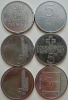 6 Stk Schweizer 5 Franken Gedenkmünzen diverse Jahrgänge