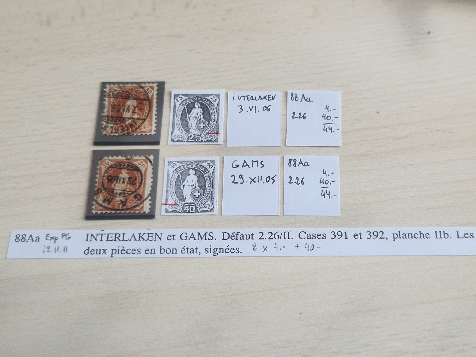 Tous les timbres: Stehende 88Aa, signiert, beide mit Plattenfehler 2.26/II – D'occasion à Burgdorf par Glossy01