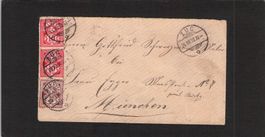 Beleg: Zug - München , 26.Vll.1888 , SBK Nr.60 A + 61 A