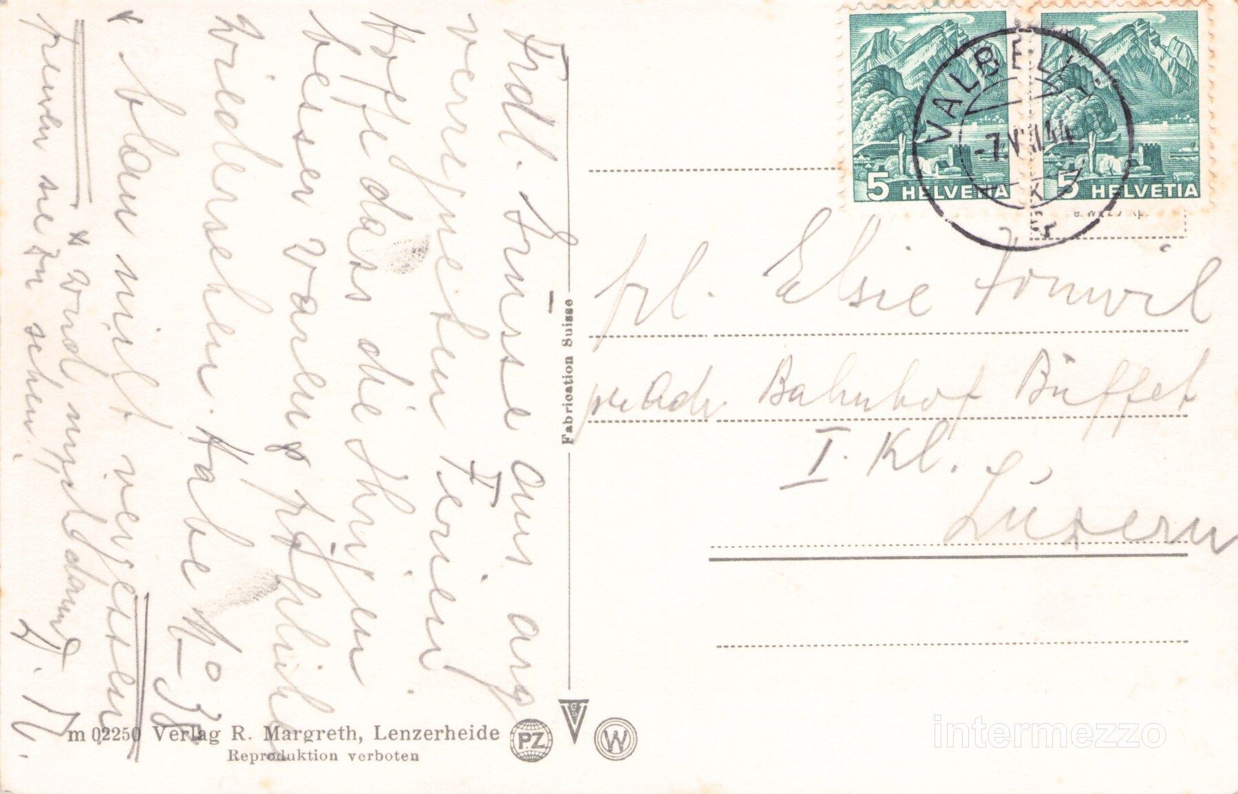 Cartoline postali: Lenzerheide GR // 1944 Lenzerheidesee – Usato da Basel venduto da intermezzo12 1