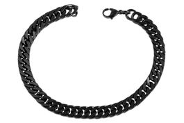 AKZENT Armband Edelstahlpanzerkette 21cm 7mm IP schwarz