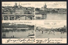 Lausanne, La gare, le quai et l'Hotel Be
