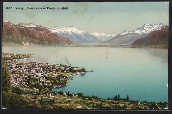 Cartes postales: AK Vevey, Panorama et Dents du Midi – D'occasion à Berlin par bartko-reher