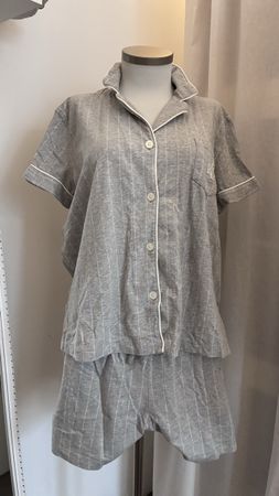 Ralph Lauren Pyjama Short Set, gestreift, Grau, Gr. L/G
