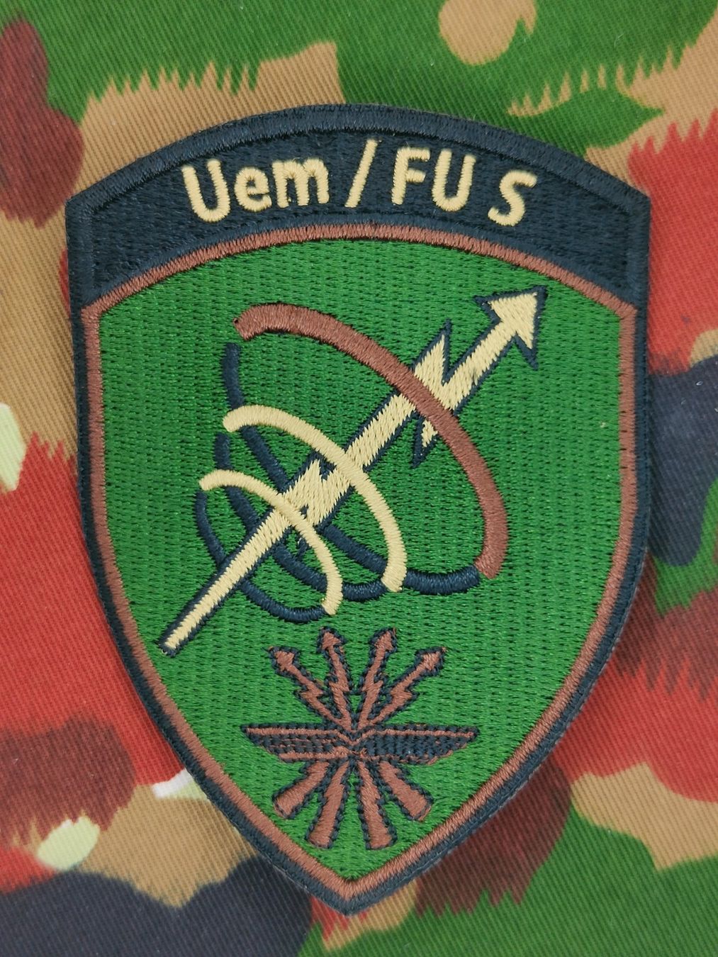 Schweizer Armee Placchette & Badge: Verbandsabzeichen Uem/FU S – Usato da Bauma venduto da SwissMilitaria