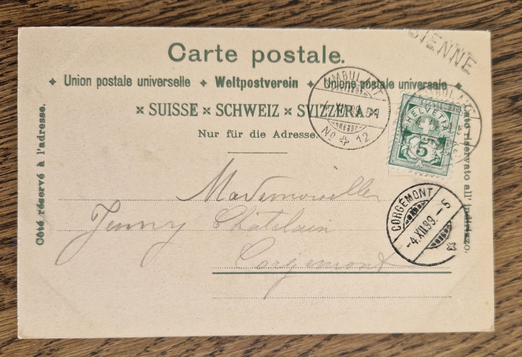 Cartoline postali: Gruss vom Rheinfall 1899, n. Corgemont – Usato da Ebikon venduto da Donar50 1