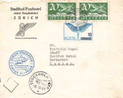 Luftpost Zürich Stockholm 1938
