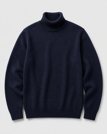 Uniqlo Col roulé 100% laine homme L Bleu Marine - Neuf