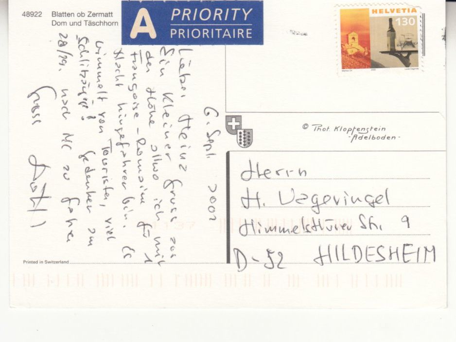 Cartes postales: Zermatt Blatten 2001 – D'occasion à Bürglen TG par StampGraf 1