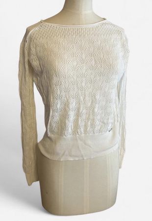 Pull femme blanc Nike manches longues maille ajouree