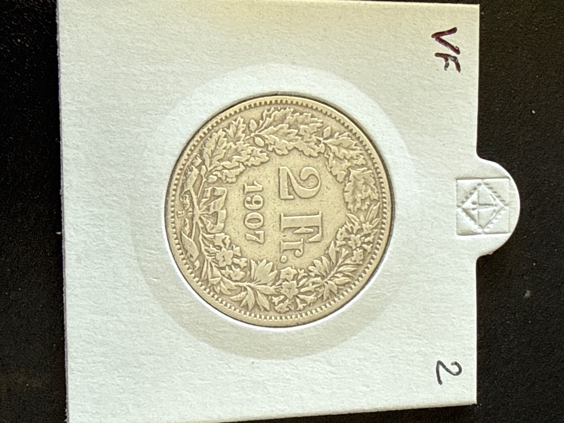 Tutti le monete: Suisse - 2 francs - 1907 - Silver Coin – Usato da Pully venduto da ta571