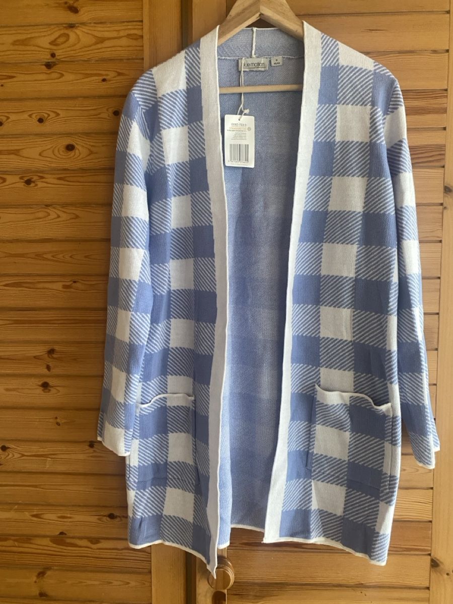 Giacche: Blaue Strickjacke Gr. M, kariert, neu – Nuovo (secondo la descrizione) da St Gallen venduto da Berta343