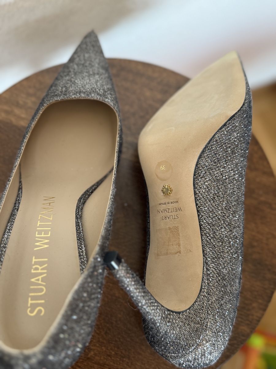 Stuart Weitzman Scarpe da donna: Stuart Weitzman Silver Sparkly Heels Size 39 - Party Perfect – Nuovo (secondo la descrizione) da Versoix venduto da pen_6hgs 2