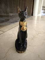 Ägyptische Bastet Katzenfigur Schwarz Gold 