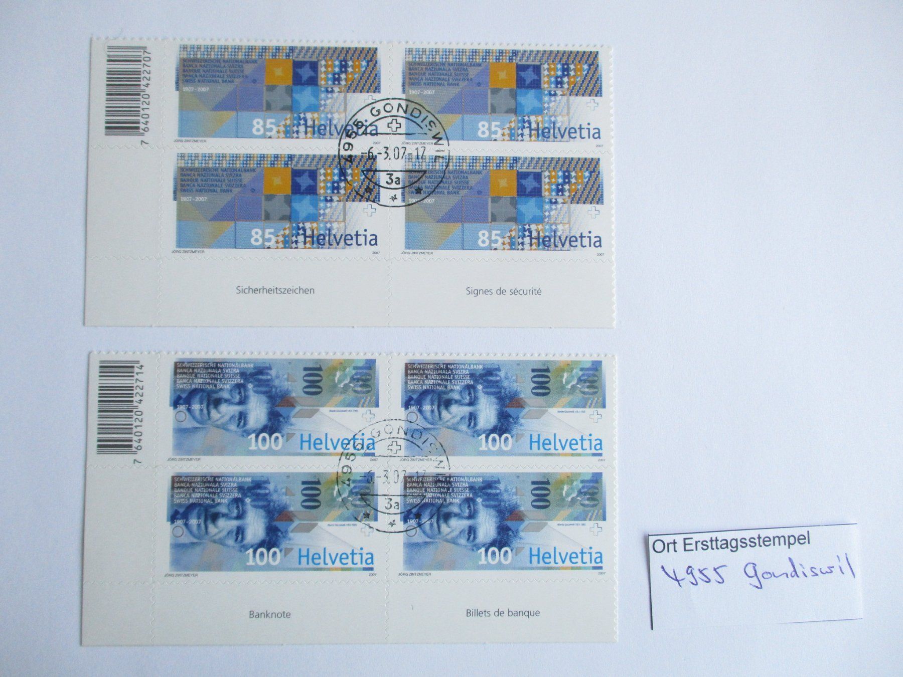 Tutti i francobolli: Viererblock mit Ort Ersttagsstempel 4955 Gondiswil – Usato da Langnau b. Reiden venduto da Aktuell88