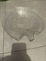 Glasplatte in Blattform, Durchmesser 38 cm, neuwertig
