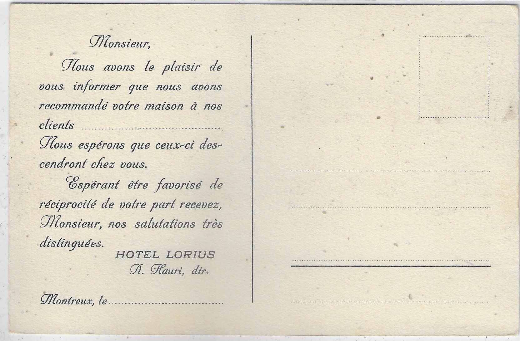 Cartoline postali: Montreux - Hotel Lorius – Usato da Ettingen venduto da Kartenplanet 1
