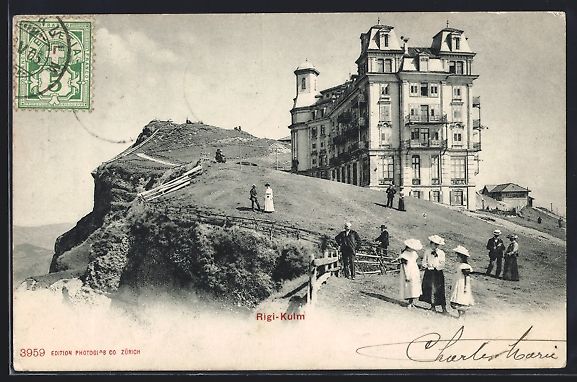 Cartoline postali: AK Rigi-Kulm, Panorama mit Hotel, 1905 – Usato da Berlin venduto da bartko-reher