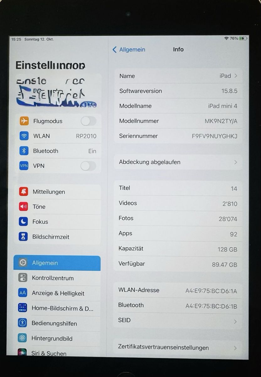 Apple Tablet PC: iPad Mini 4, 128 GB – Usato da Sargans venduto da Svx100 2