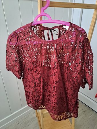 Spitzenbluse H&M Farbe Weinrot Gr. 42 