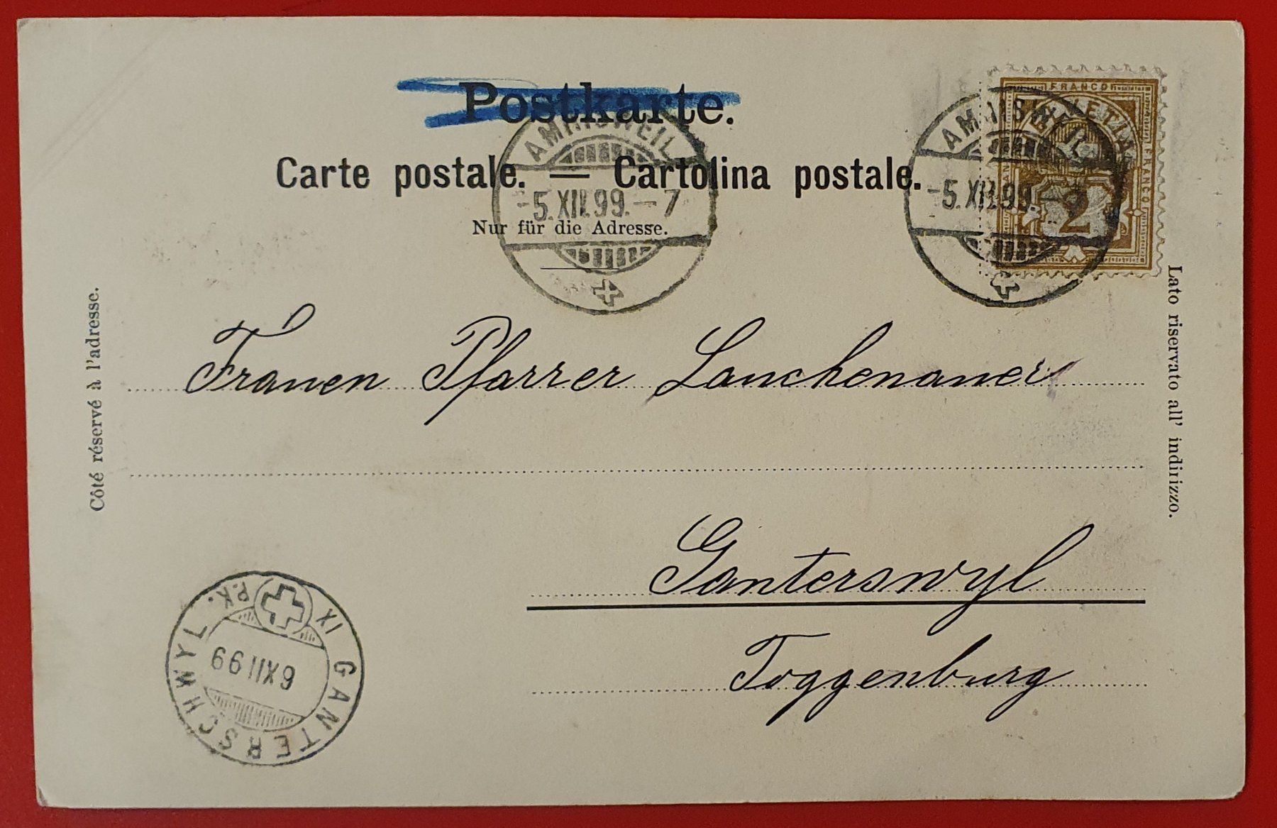 Cartoline postali: Gruss aus Amriswil 1899 – Usato da Kreuzlingen venduto da Rschweiz1 1