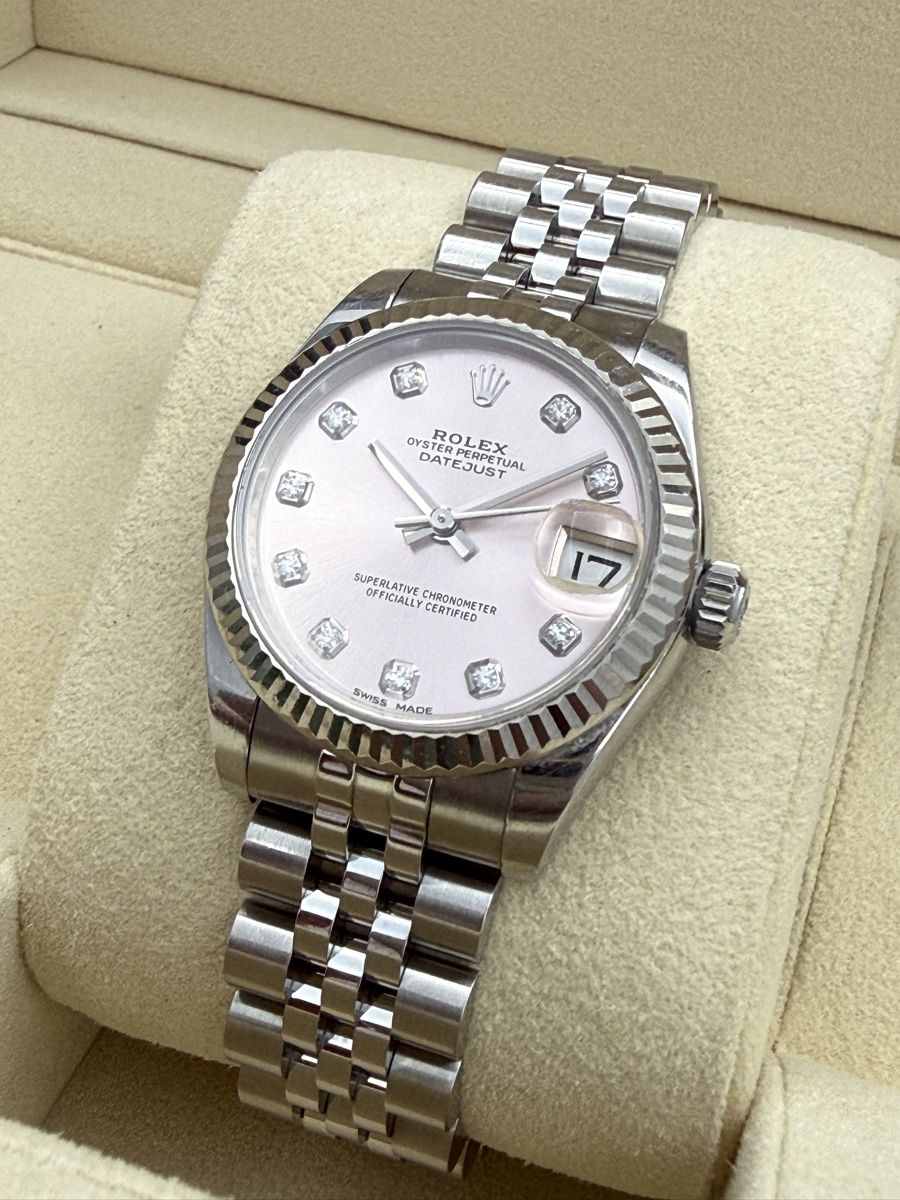 Rolex Orologi: Rolex Datejust 31 Pink Diamond dial Jubilee Fluted 2017 – Usato da Zürich venduto da watchdealer-24