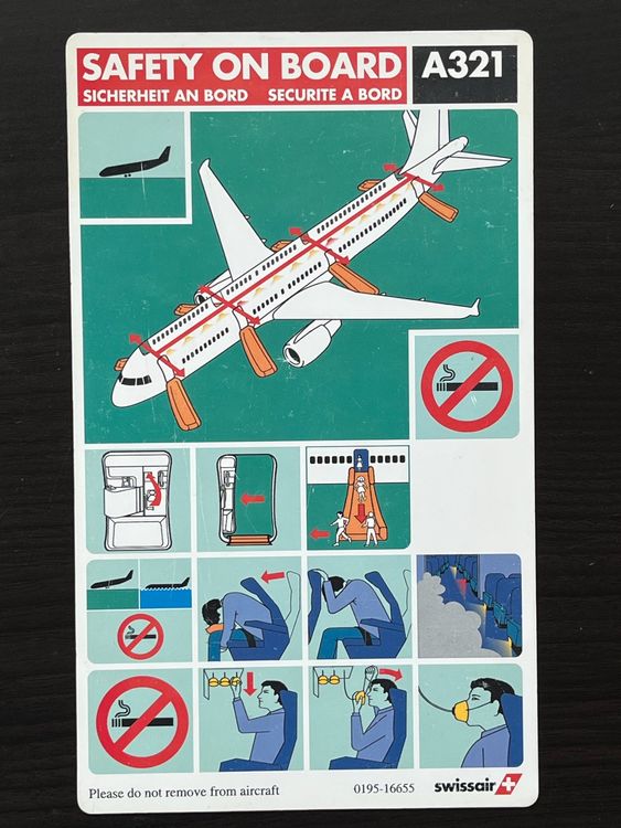 Swissair Airbus A321 Safety Card (Gebraucht) in Lausen für CHF 7 – mit ...