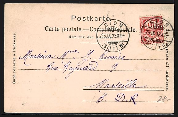 Cartoline postali: AK Mayens de Sion, Panorama, 1903 – Usato da Berlin venduto da bartko-reher 1