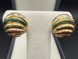 Elegante Vintage-Ohrringe mit farbigem Emaille