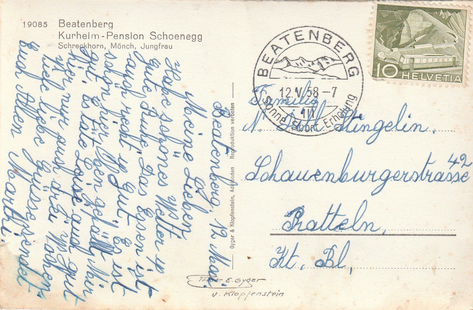 Cartoline postali: Beatenberg Kurhaus Schönegg – Usato da Rorschacherberg venduto da fratovi2 1