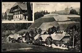 AK Dürrgraben, Handlung und Käserei, Ortsansicht mit Feldern