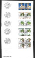 5 FDC Pro Juventute 1992 Serie Viererblöcke ET 24.11.1992