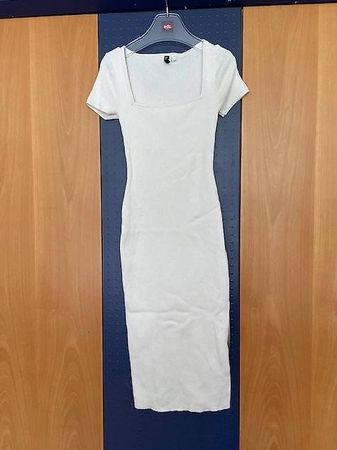 Geripptes Schlauch-Kleid cremefarbig Gr. S