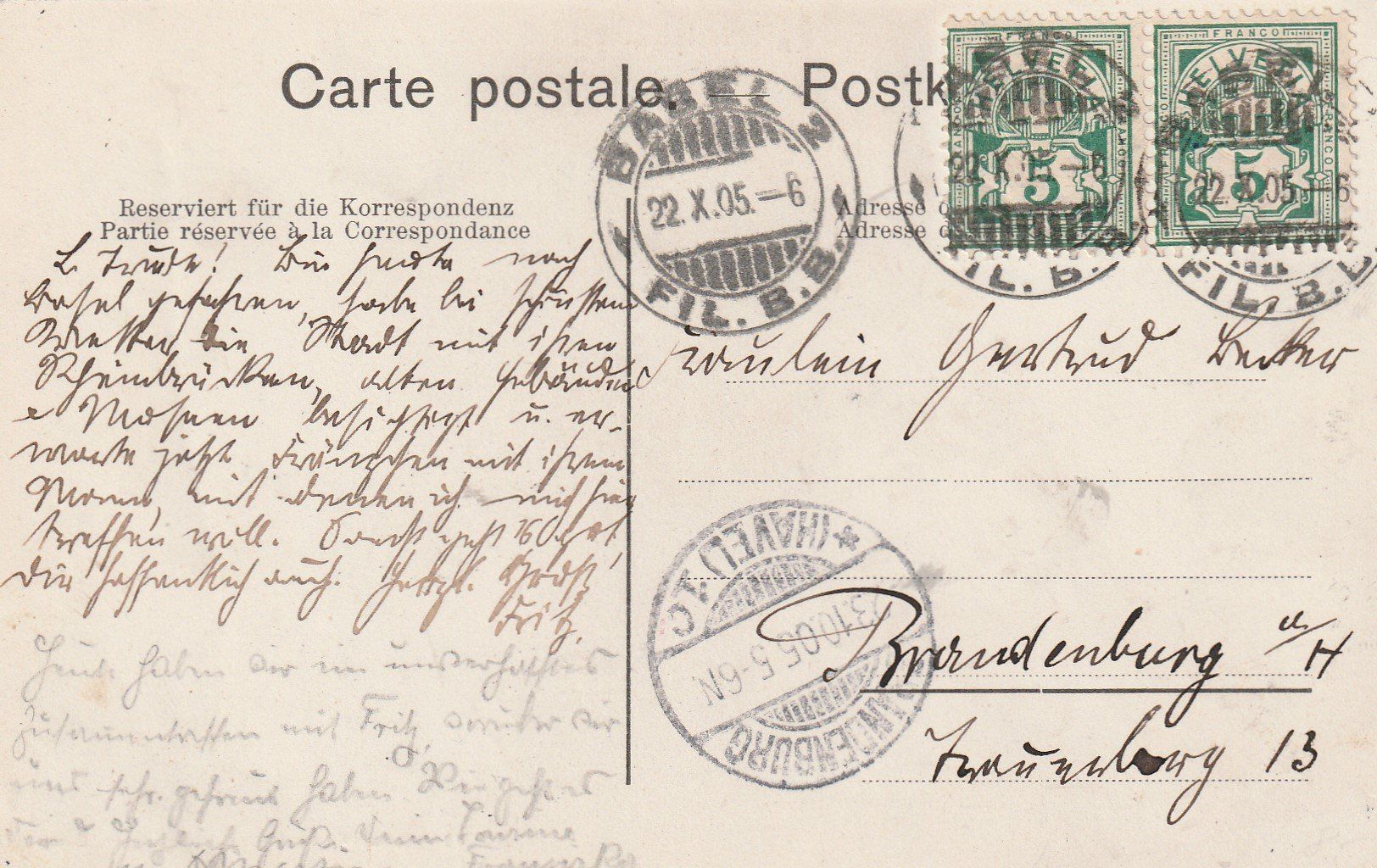 Cartoline postali: Basel-neue mittlere Rheinbrücke 1905 – Usato da uttwil venduto da Koehlerfred 1