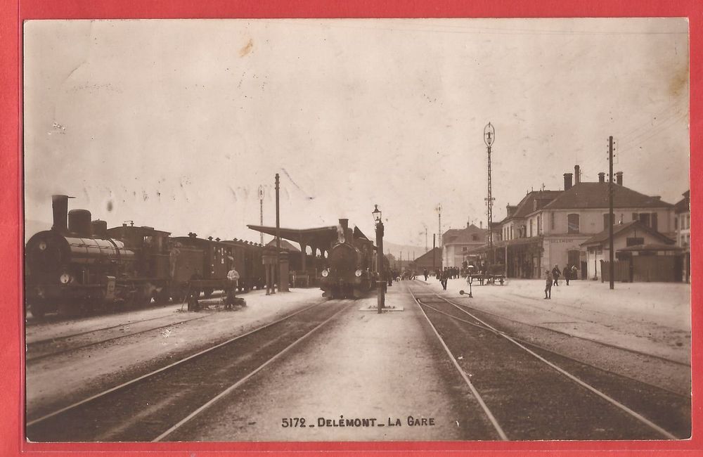 Delémont La Gare Eisenbahnen im Bahnhof Fotokarte ca. 1915 Kaufen