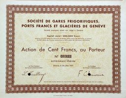 Gares Frigorifiques, Ports francs et Glacières Genève - 1947