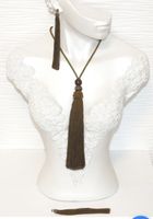 Schmuckset Kette Ohrringe Quaste braun neuwertig