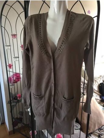 Gilet long taupe avec cachemire 36