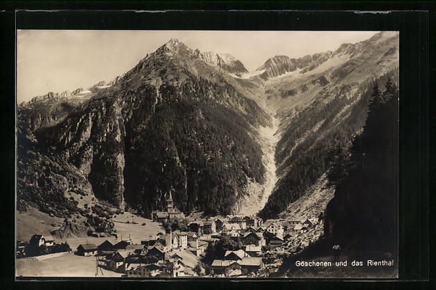 Cartoline postali: Göschenen, Ortsansicht und das Rienthal – Usato da Berlin venduto da bartko-reher