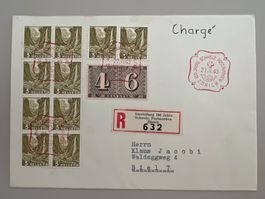 1943 100J Schw. Postmarken Einge.Breif 10x 201+ 258