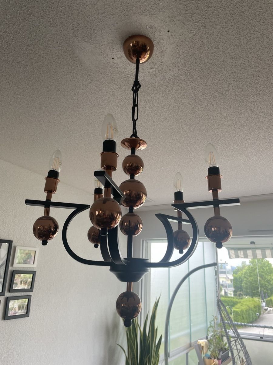 Lampadari & plafoniere: Stylish Copper & Black Chandelier - Statement Piece! – Nuovo (secondo la descrizione) da Münsingen venduto da Simged 1