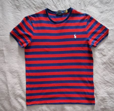 T-shirt Polo Ralph Lauren a righe rosso blu taglia M