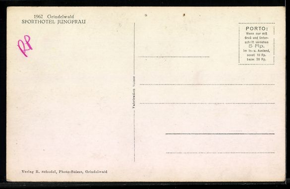 Cartoline postali: AK Grindelwald, Sporthotel Jungfrau – Usato da Berlin venduto da bartko-reher 1