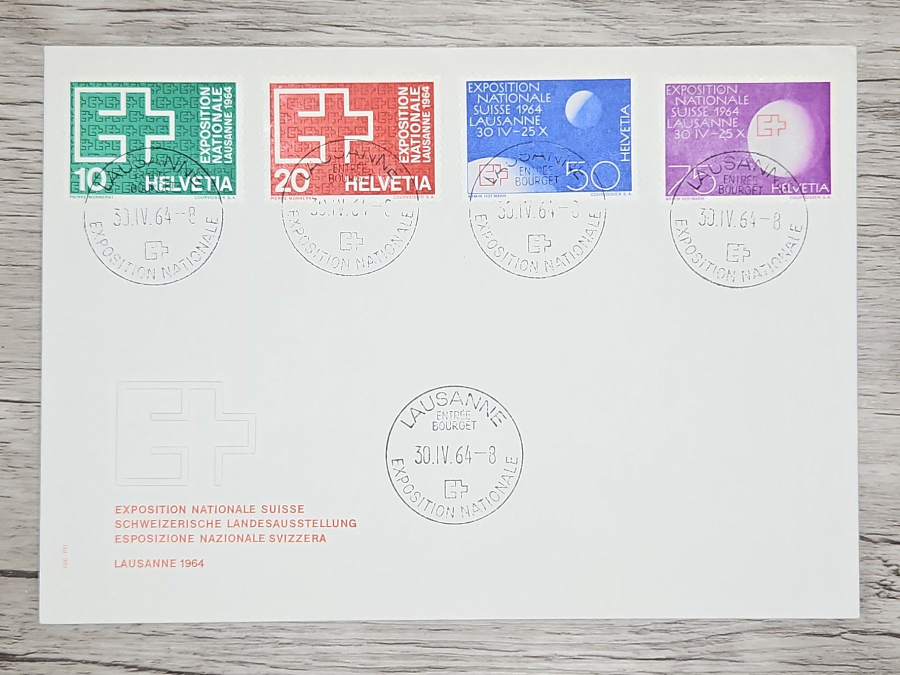Tutti i francobolli: CL18 Enveloppe + Timbre Suisse 1964 – Usato da Cousset venduto da Patrick_Collections