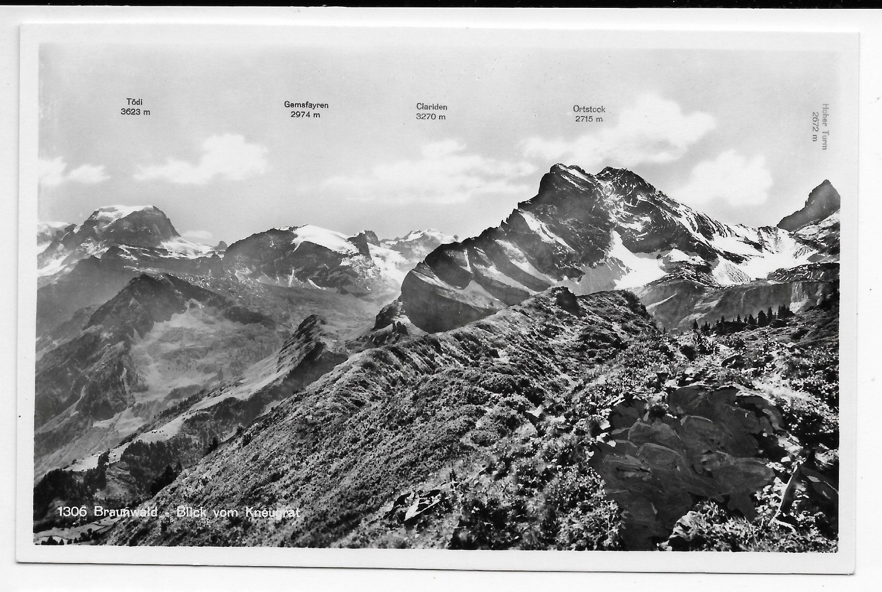 Cartoline postali: Braunwald, Blick vom Kneugrad – Usato da Hefenhofen venduto da Richsalz