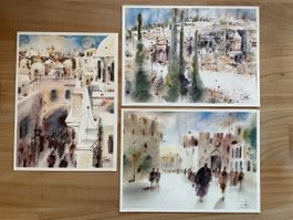 3 AK mit Kunst von Shemuel Katz