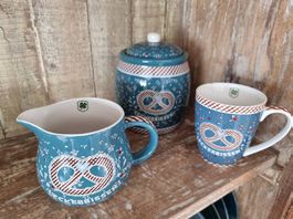 Keramik Set, kleiner Krug, Dose mit Deckel